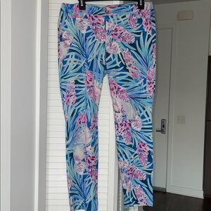 Lilly Pulitzer Tweet Heart Kelly Knit Skinny Ankle Pants Blue and Pink Size 10